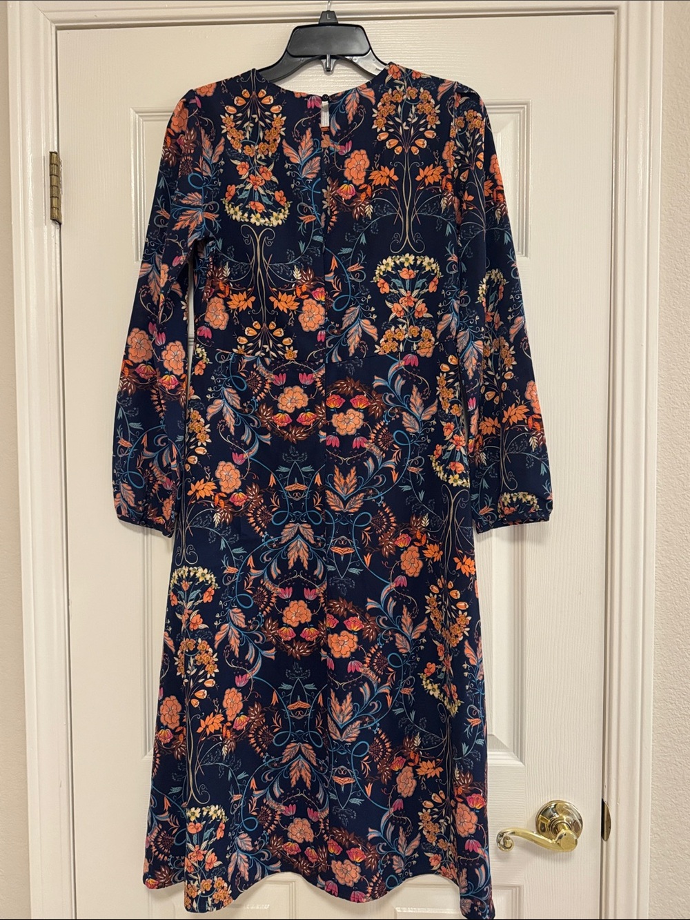 Madeline Floral Long Sleeve Navy Dress